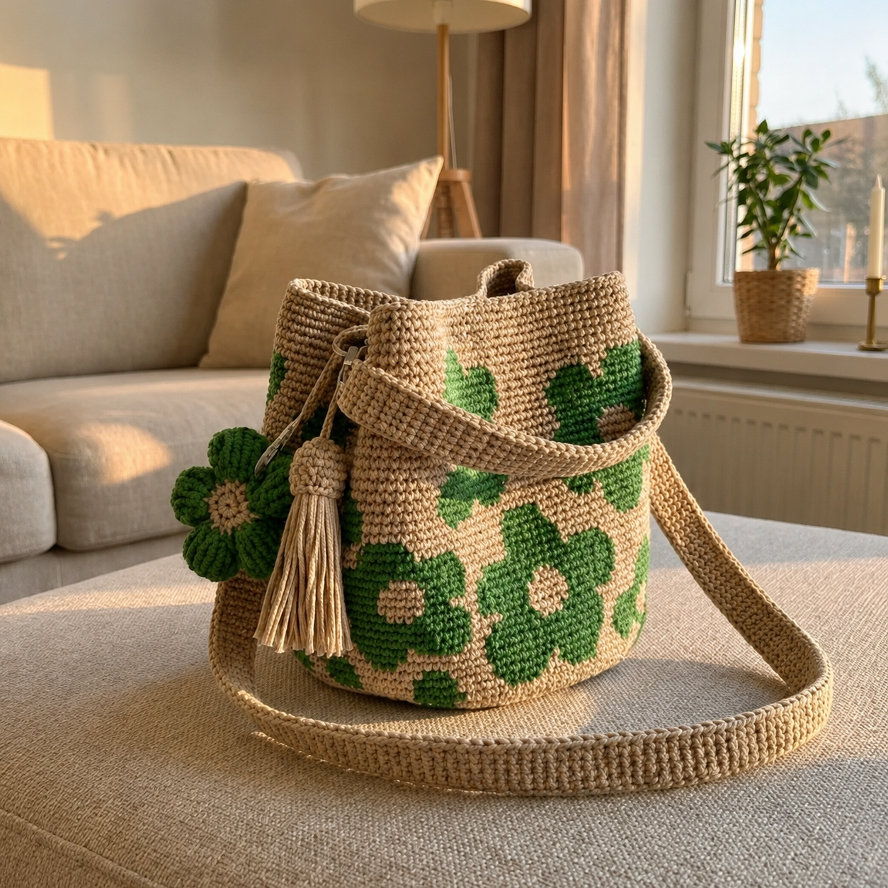 Bolso de flores tejido