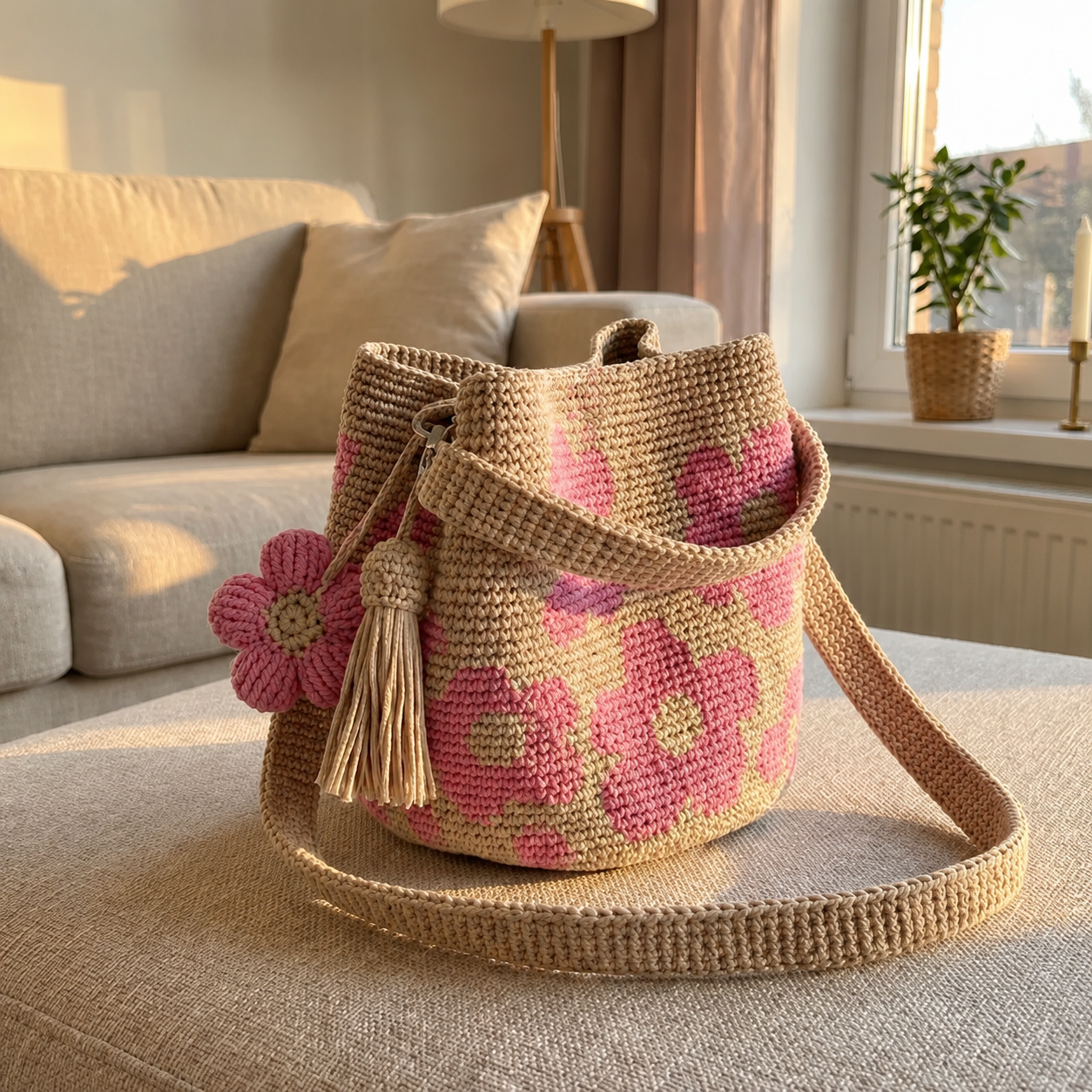 Bolso de flores tejido