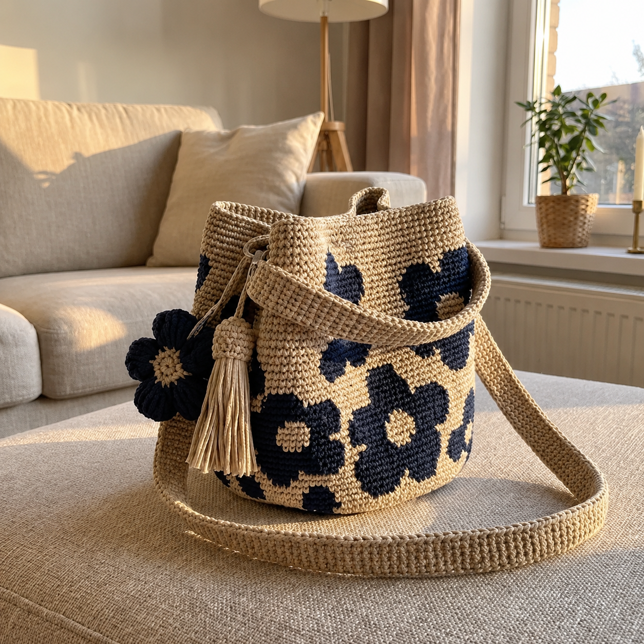 Bolso de flores tejido