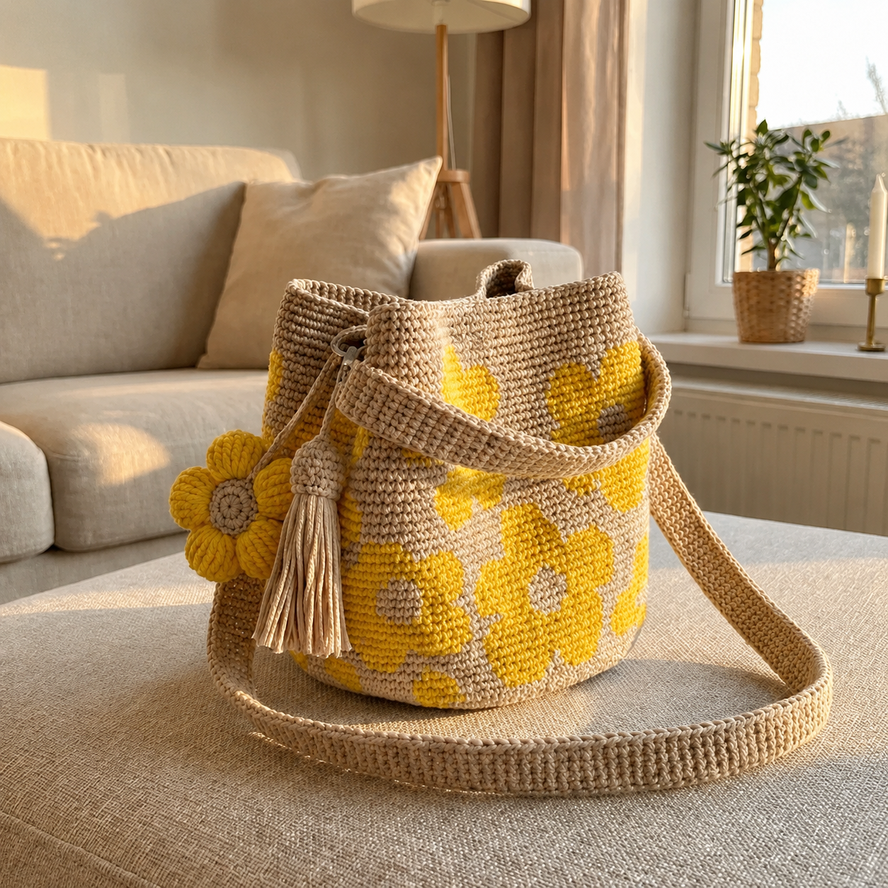 Bolso de flores tejido