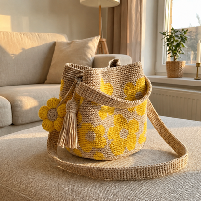 Bolso de flores tejido