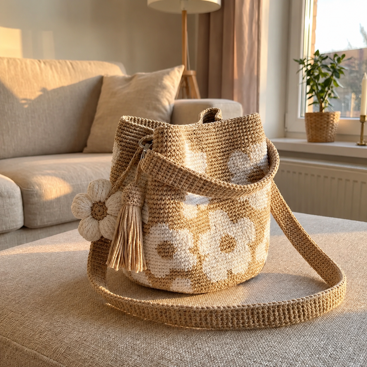 Bolso de flores tejido