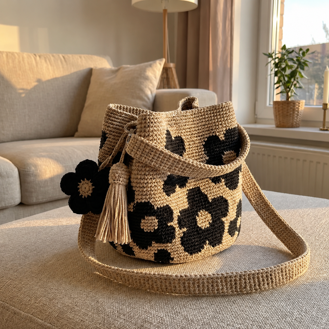 Bolso de flores tejido